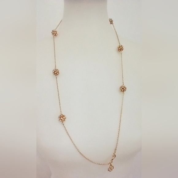 ANN TAYLOR GOLD RHINESTONE BAUBLE NECKLACE - Picture 3 of 10